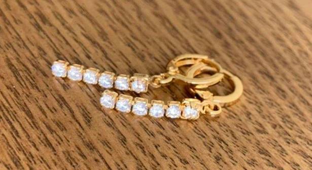 Gold Dainty Crystal Rhinestone Huggie Earrings