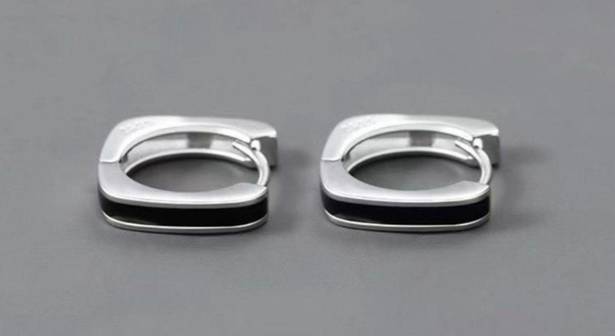 925 Silver Plated Geometry Hoop Earrings for Men Women