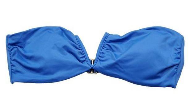 ANDIE  Swim The Scala Bikini Top Strapless V Neck Blue Size Medium