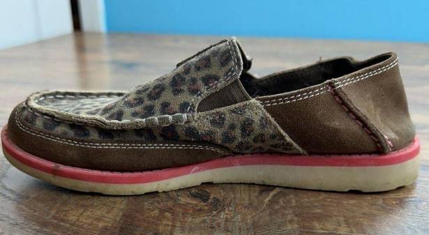 Ariat  Cruiser Slip On Shoe Womens 4.5 Earth Brown Cheetah Leather Moc Toe Loafer