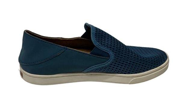 Olukai  Women's Pehuea Heu Blue Lava Rock Mesh Comfort Slip On Shoes Size 6.5