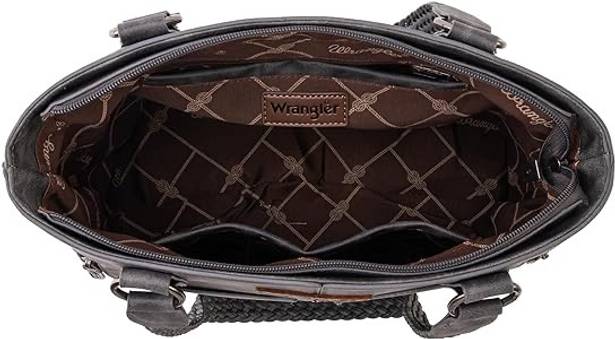 Wrangler Women's Top-handle Satchel Bags, Conceal Carry Crossbody Shoulder Bag Tote Purse Bags for Women With Zipper Pockets U-Shaped Braid And Unique Rivet Design