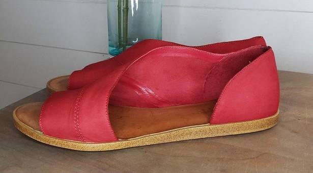 1. State  Red Leather Celvin Slip On Open Almond Toe Sandals Size 10