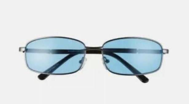 BP . 58mm Rectangular Wire Blue Lense Sunglasses NEW