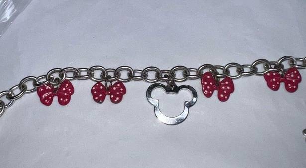 Disney  Minnie Bow and Silhouette Silver Tone Bracelet