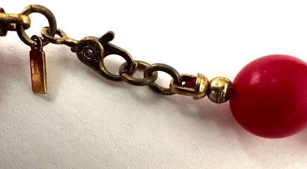 Monet  vintage  Red beaded and gold tone beaded necklace