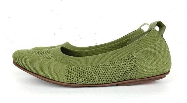 FitFlop  Allegro Tonal Knit Ballerinas Flats Olive Green Stretchy Round Toe 8.5