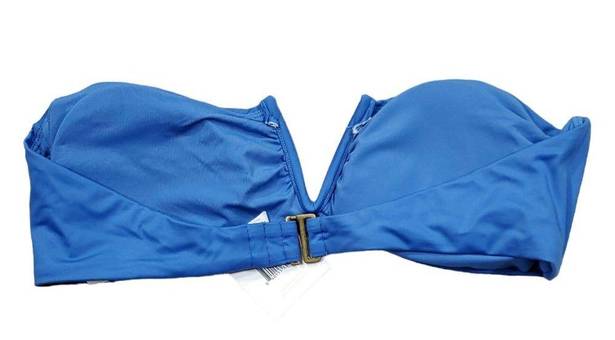 ANDIE  Swim The Scala Bikini Top Strapless V Neck Blue Size Medium