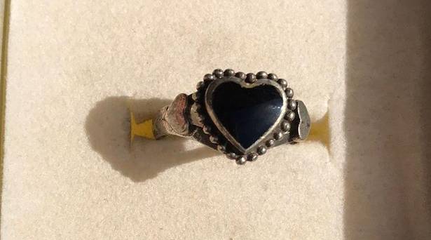 Onyx 925 Silver Black  Heart Ring - Size 7