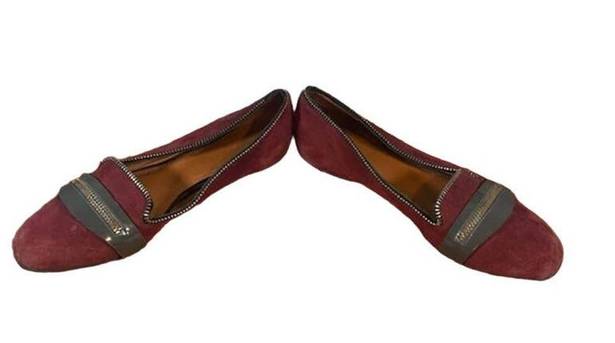 Rebecca Minkoff  Maroon Suede Zippered Detail Flats Women SZ 7