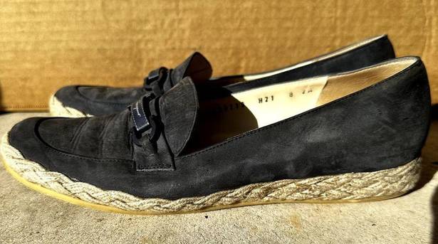 Salvatore Ferragamo  Espadrilles Flat Shoes Slip On Suede Leather Black 8