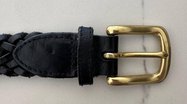 Gap Vintage  Braided Leather Belt with Brass Buckle in Black Size Medium