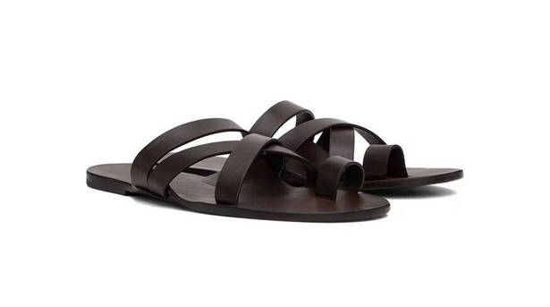 The Row  Kris Leather Sandals in Espresso Brown 41 With Box Womens Slides