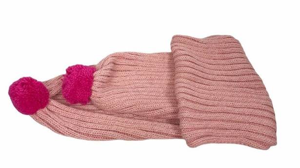 BP  pink chunky knit Pom Pom acrylic scarf nwt