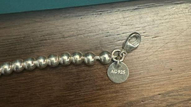 Tiffany & Co. I love you charm Silver bead bracelet 7”