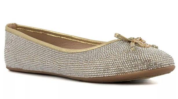 Juicy Couture  Farrah Ballet Flats Shoes Women's Size 8 Gold Bling Slip On