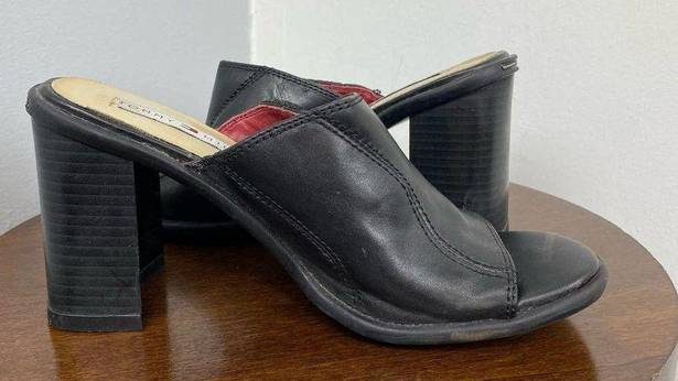 Tommy Hilfiger  Vintage Black Heel Slides Sz 7