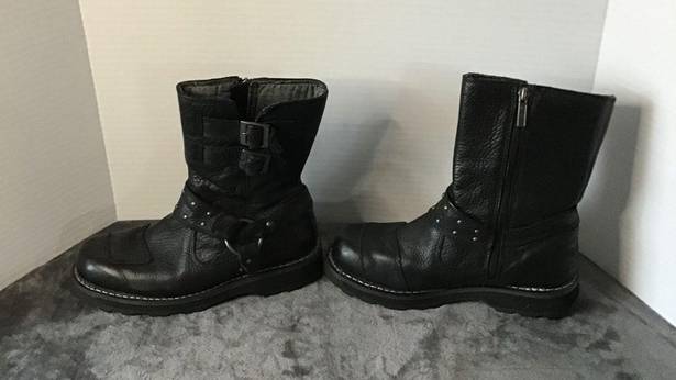 Harley Davidson  Marmora Ladies Black Leather Buckle Biker Boots Size 9.5    EUC