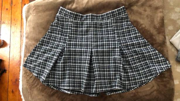 Black And White Plaid Mini Skirt