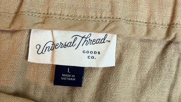 Universal Threads  wheatfield tan button front A-Line linen blend midi skirt