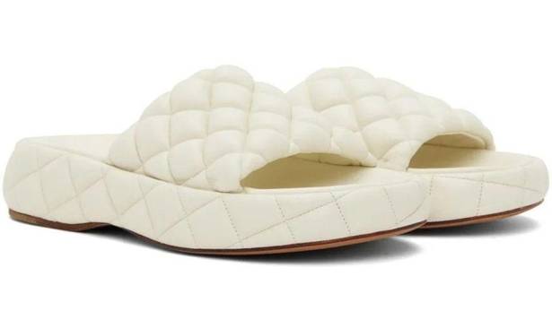 Bottega Veneta  Stretch Padded Sandals in White 40 10 With Box Womens Puffy Slide