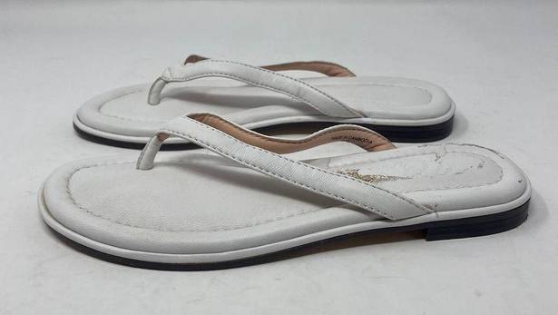 J.Crew  Menorca Thong Sandals Flip Flops 7 White Padded Leather Slip On Casual