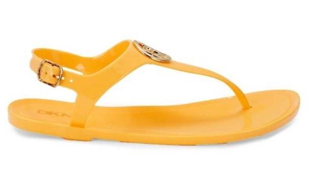 DKNY NWT  Jocelyn Flat T Strap Sandals Orange