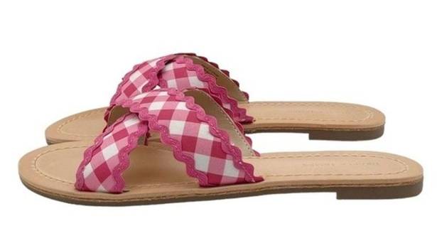 Draper James NIB  Piper Flat Sandals in Raspberry Pink Gingham Women's Size 8