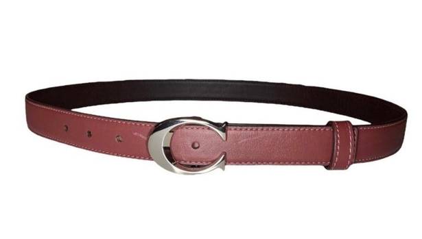 Coach NWOT  Skinny Leather Belt Oxblood With C Buckle Size Medium