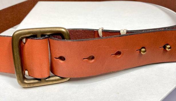 Gap  Leather Belt Fold Over Pin Design No Prong Brass Buckle Caramel Color Size M