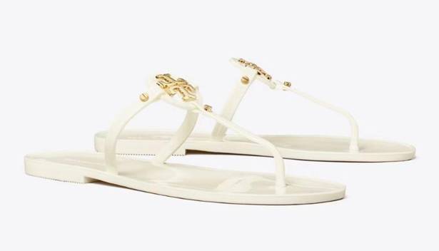 Tory Burch  | Mini Miller Jelly Sandal Ivory Cream/Pastel Yellow with Gold Emblem