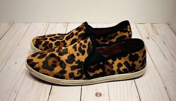 Joie  Kidmore Leopard Print Calf Hair Slip on Sneakers Size 40