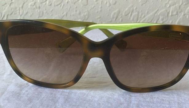 Coach : Brown Tortoise Cortney (L023) Brown/Lime Green Sunglasses-marks on lenses