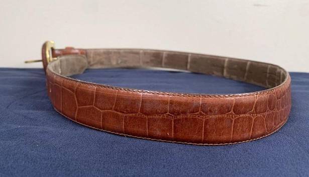 Talbots Vintage  Large Womens Belt Alligator Tan Brown Gold USA Made READ