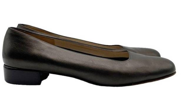 Salvatore Ferragamo  Shoes Bronze Italian Leather Square Toe Flats Women’s Size 9