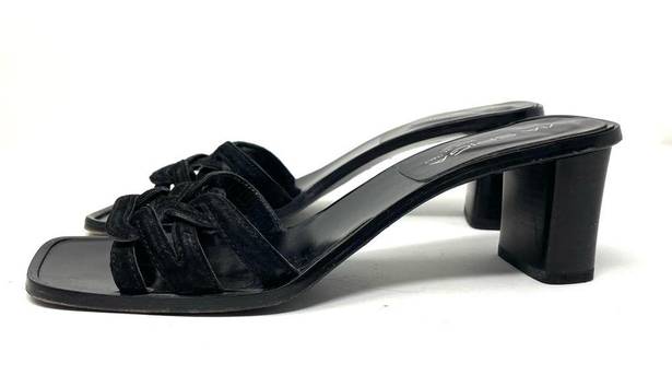 Via Spiga  black leather and suede slides, made in Italy, size 6.5