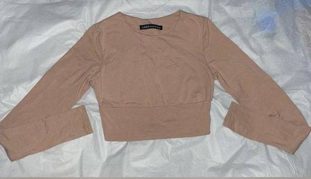 Naked Wardrobe Beige Crop Top