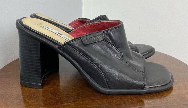 Tommy Hilfiger  Vintage Black Heel Slides Sz 7