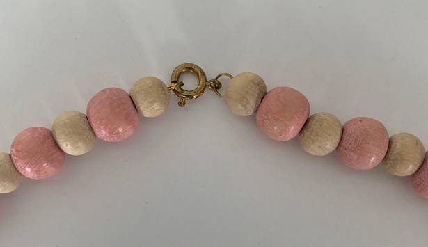 Madewell Tan and Pink Wooden Beaded Necklace