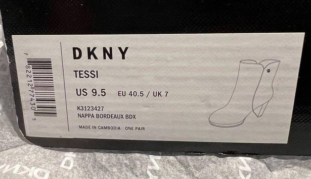 DKNY  Women's High Heel Ankle Boot, Bordeaux Tessi, size 9.5 NIB