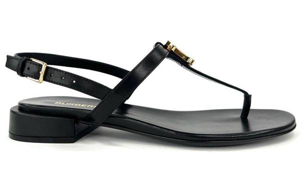 Burberry  Emily TB Logo Slingback Thong Monogram Leather Sandal EU 40.5 - US 10.5