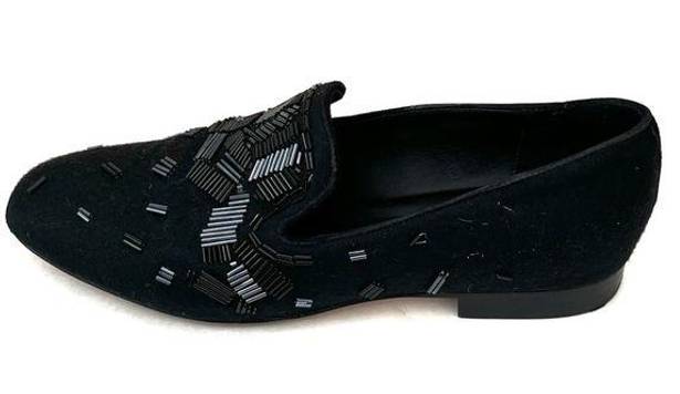 Donald Pliner  "Lyle" Black Suede Embellished Slip On Flat