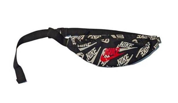 Nike  Heritage Fanny Pack Crossbody Waist Bag Hip Purse Black White All Over Red