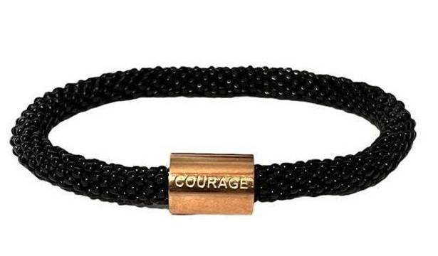 Krass&co SASHKA  Courage Artisan Crafted Glass Beaded Bracelet from Nepal Black Gold