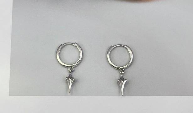 Star Dangle Drop Earrings for Men Women,Punk Hip Hop Earrings Silver