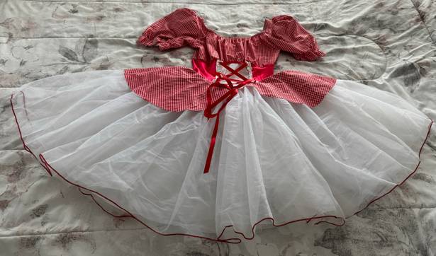 Wish A  Come True Appalachian Spring White Tutu Lace Up Red Gingham Dance Ballet Dress, size S