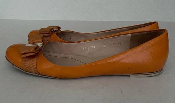 Salvatore Ferragamo Ferragamo Varina Flat Apricot Patent Leather