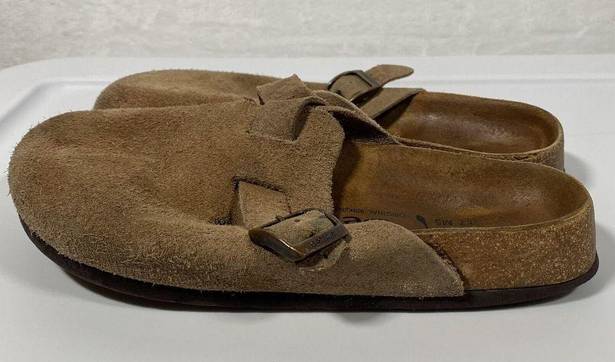 Birkenstock  Boston Suede Clogs Soft Footbed Beige Womens EU 38N US W7 -some wear