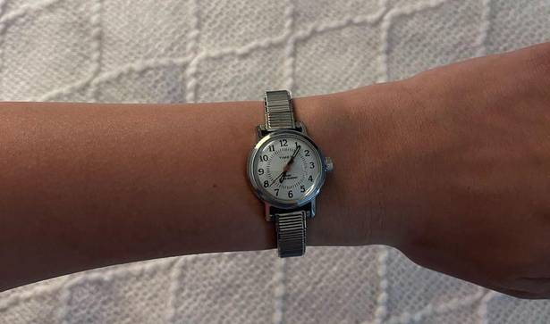 Vintage Silver Timex Water Resistant Bracelet Watch