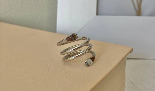 Vintage “Tirzah” Silver Swirl Wrap Ring Statement Classic Eclectic Chunky Western White